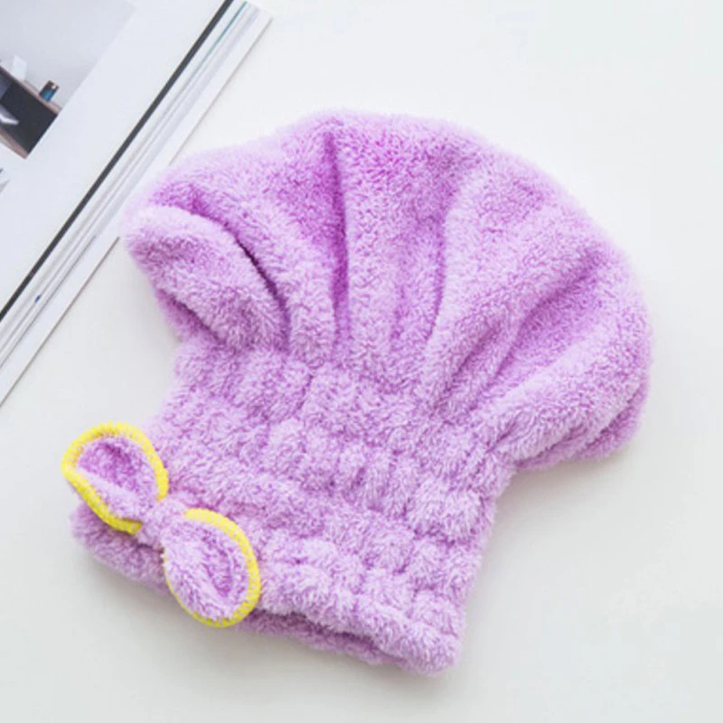 Cute Textile Microfiber Hair Turban Quickly Dry Hair Hat Wrapped Towel Bath Shower Caps Girls Ladies Womens Cap Bath Accessories