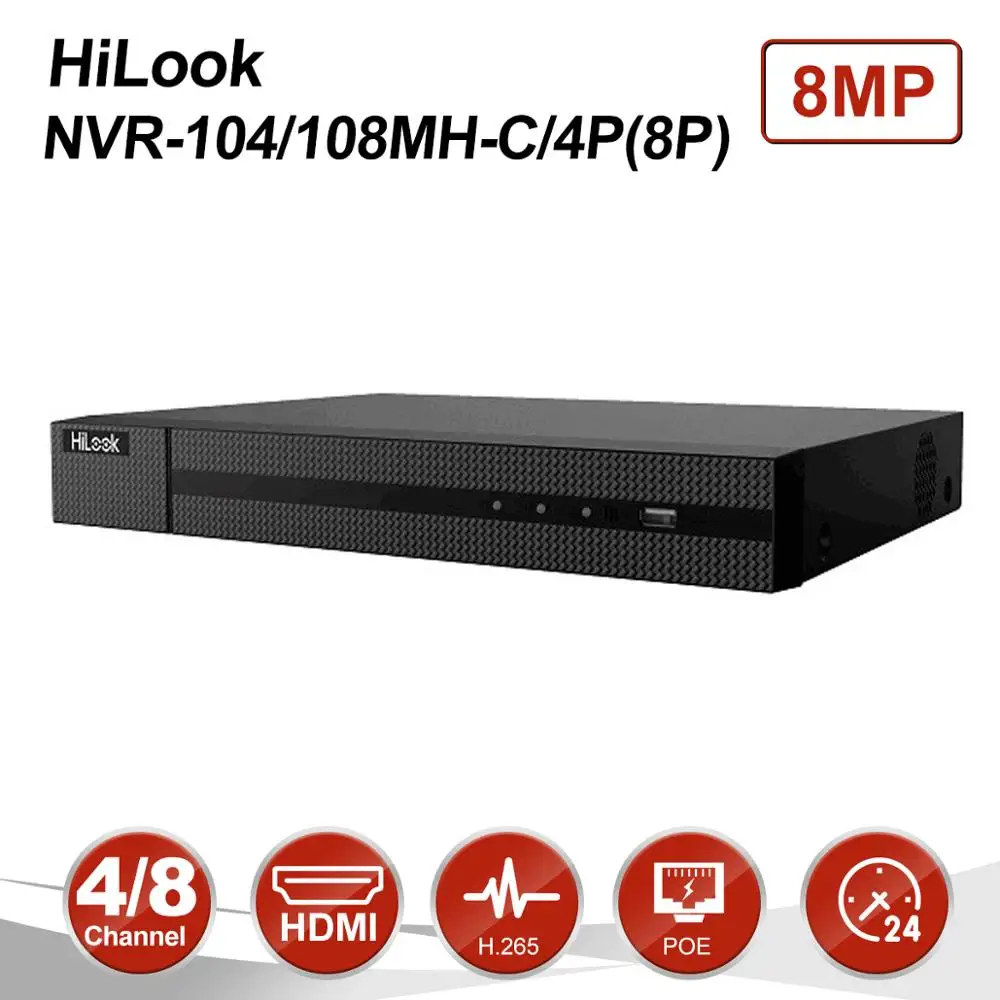 

Hikvision-HiLook 4/8 CH PoE NVR H.265 4K 8MP HDMI/VGA ONVIF Network Video Recorder IP Camera CCTV System NVR-104/108MH-C/4P(8P)