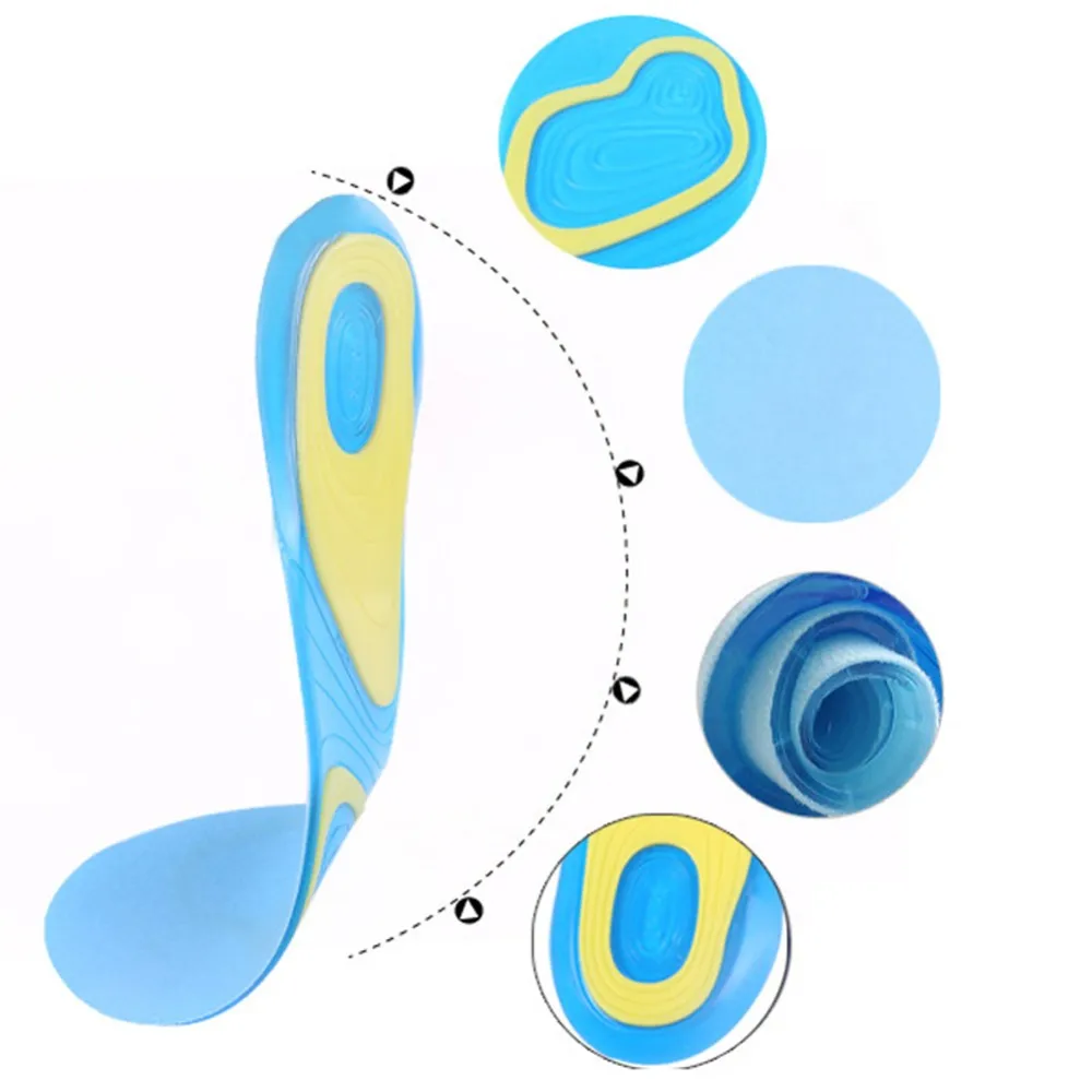 New Arrival 1 Pair Orthotic Arch Support Massaging Silicone Anti-Slip Gel Soft Sport Insole Pad Foot Care For Man Women Size SL-6