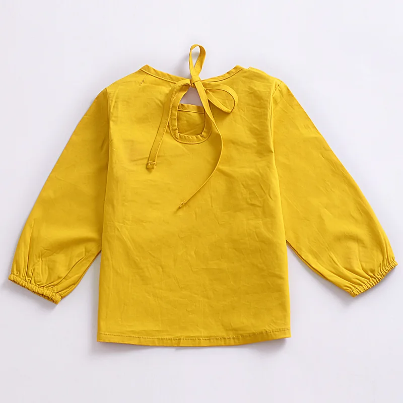 CieiK Yellow Girls Lacework Clothes Long Sleeves Newborn Princess T-shirts Kid Cute Solid 2018 New Spring Fashion Infant Costume (10)
