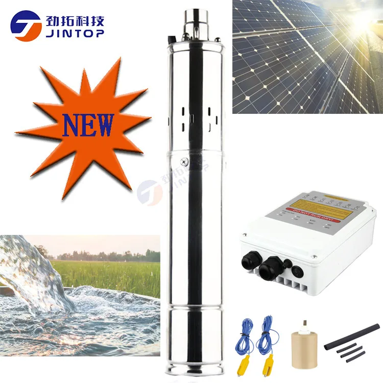 

2019 New (MODEL 3JTS2.1/100-D48/500) JINTOP SOLAR DC SCREW PUMP 48V 3inch High Efficiency Wholesale portable solar water pump