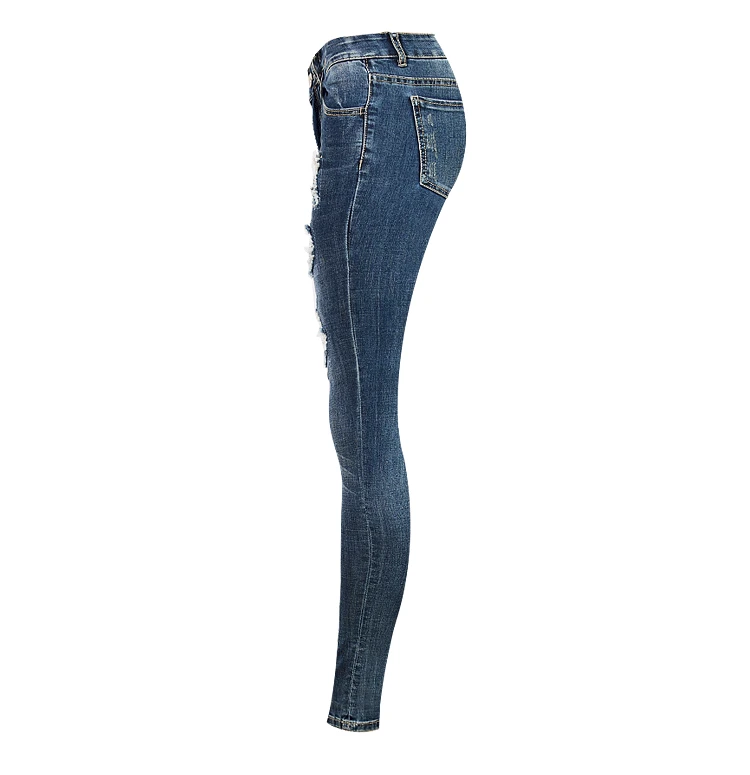 Лоскутное эластичные облегающие джинсы Для женщин модные широкие брюки Para Mujer роспись эффект усов Винтаж отверстие Рваные джинсы Femme