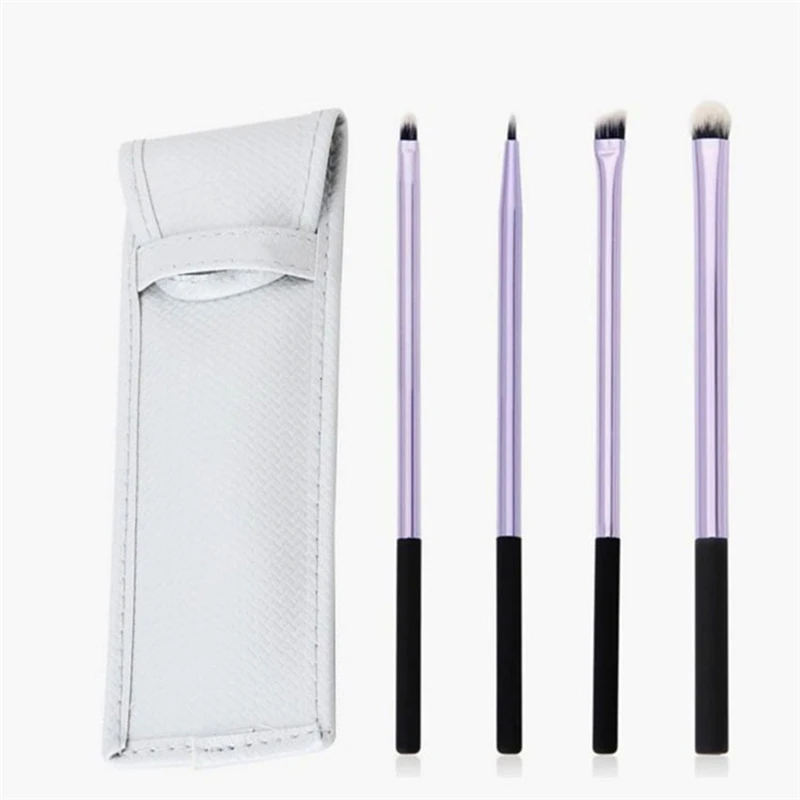 

4pcs/set Pro Eye Shadow Makeup Brush Set Eyeliner Eyeshadow Eyebrow Lips Brushes With Leather Travel Pouch Case