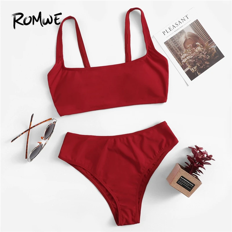 romwe red bikini