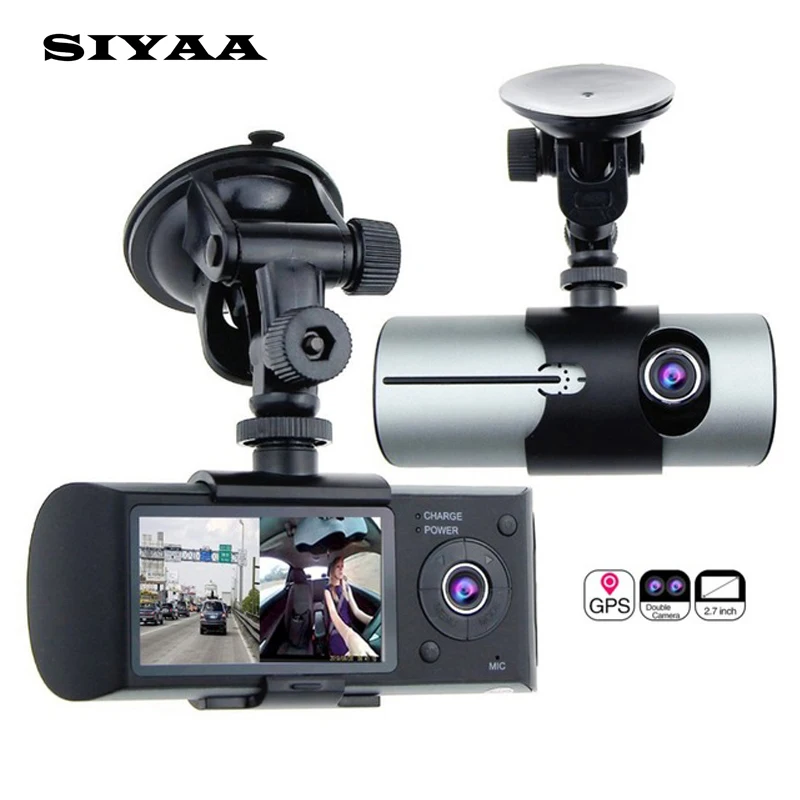 

2017 HOT Dual Camera Car DVR R300 with GPS and 3D G-Sensor 2.7" TFT LCD X3000 Cam Video Camcorder Cycle Recording Digital Zoom