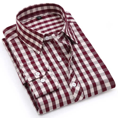 Мужская хлопковая рубашка в стиле смарт-кэжуал, классическая рубашка в клетку с накладным нагрудным карманом и длинными рукавами - Цвет: 8500-8