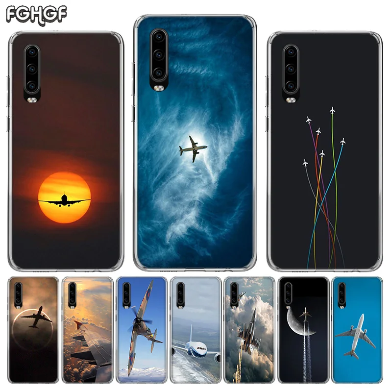 Aircraft Airplane Plane fly Silicone Back Case For Huawei P30 P20 Mate 20 10 Pro P10 lite P Smart + Plus Z 2019 Cover |