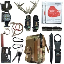 16 in 1 Outdoor survival kit Set Camping Travel Supplies Tactical Multifunction First aid SOS EDC Emergency for Wilderness tools wilderness first aid equipment case