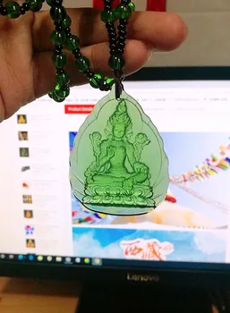 

2PCS Special Offer Buddhist Greco-Buddhist pocket travel efficacious talisman Tara Green Bodhisattva Buddha Crystal Amulet gift