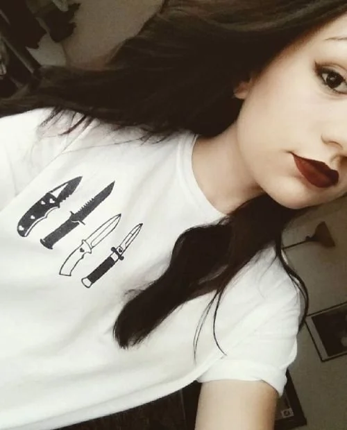 Knife Graphic T Shirt Summer Cotton Casual Tops Women Fashion