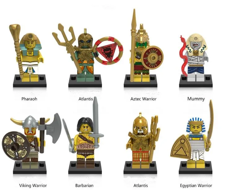 8pcs/lot Egypt Pyramid Mummy Dolls Building Blocks Toys for Children