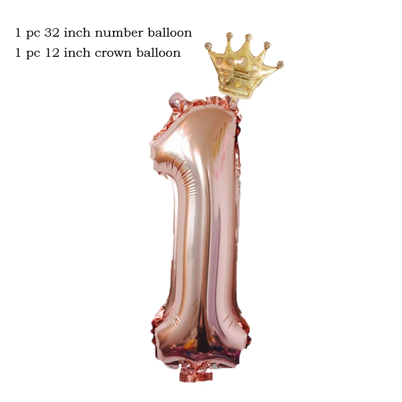 32 дюйма, розовое золото, цифра, номер, фольгированные шары, Мини Золотая Корона, воздушный шар с днем рождения, Детские праздничные украшения детский душ, поставка