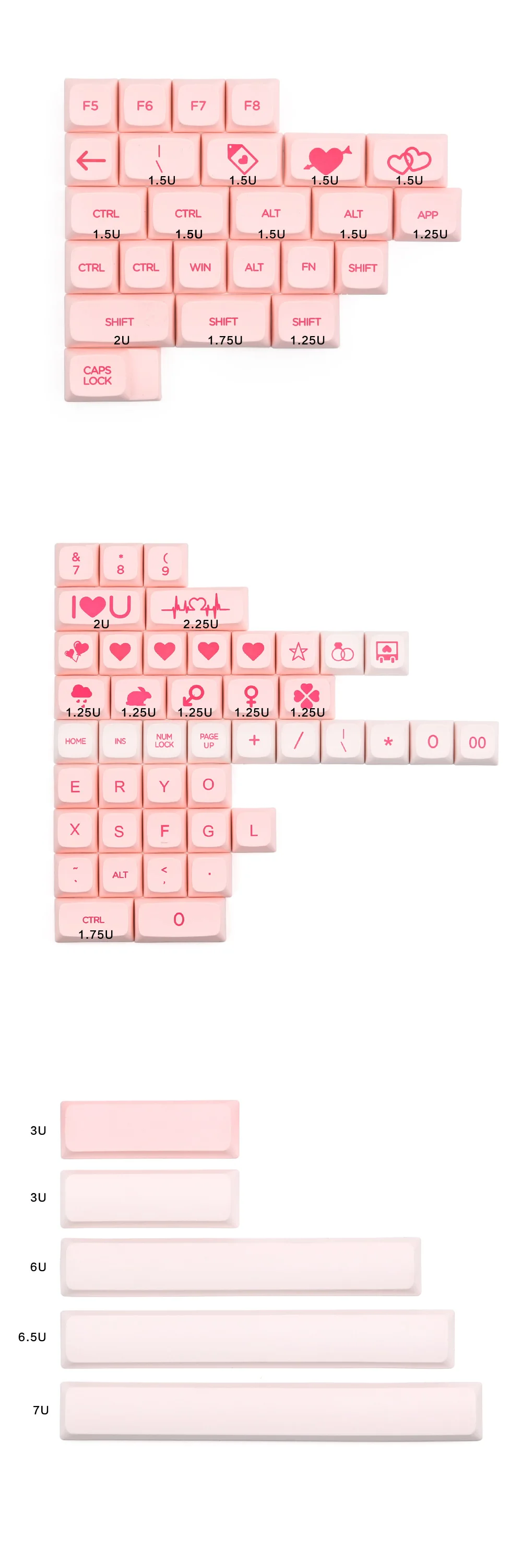 XDA Valentine Dye-sub keycap PBT Материал для пользовательской механической клавиатуры подходит 96/104/108/Minila Раскладка