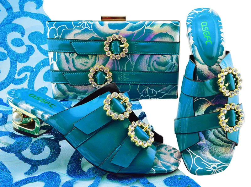 Talons Mariage Dernières Et Sandales Dames Avec Design Africaines Assorti Pour Ensemble Sac Italien Vert Chaussures Le wZpqZC