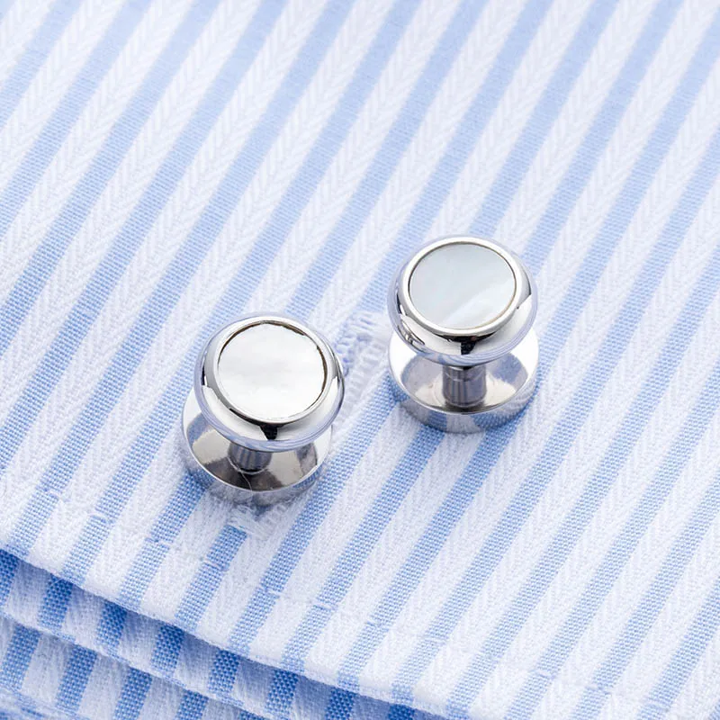 

VAGULA New Arrival Mother pearl Shirt Collar Studs AAA Quality Sea Shell Button Silver 206
