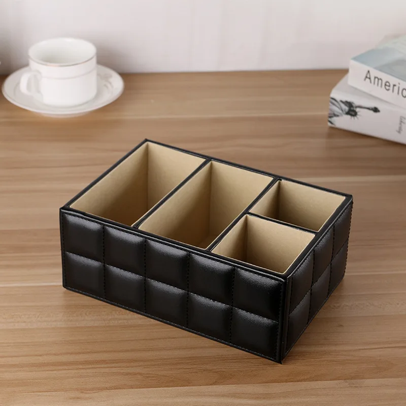 

Square shape PU Soft Sheep Leather Storage Box office organizer desktop Remote Control holder TV /CD makeup storage holder