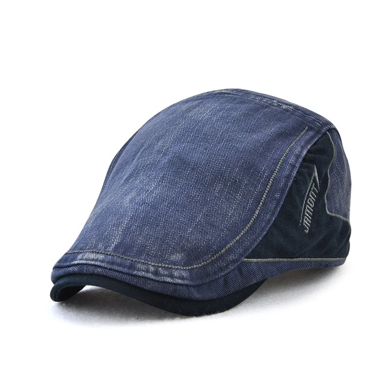 Унисекс хлопковая Лоскутная кепка газетчика в стиле ретро повседневная мужская весенне-Осенняя шапка вперед британский стиль берет шляпа для мужчин папа шляпа - Цвет: blue