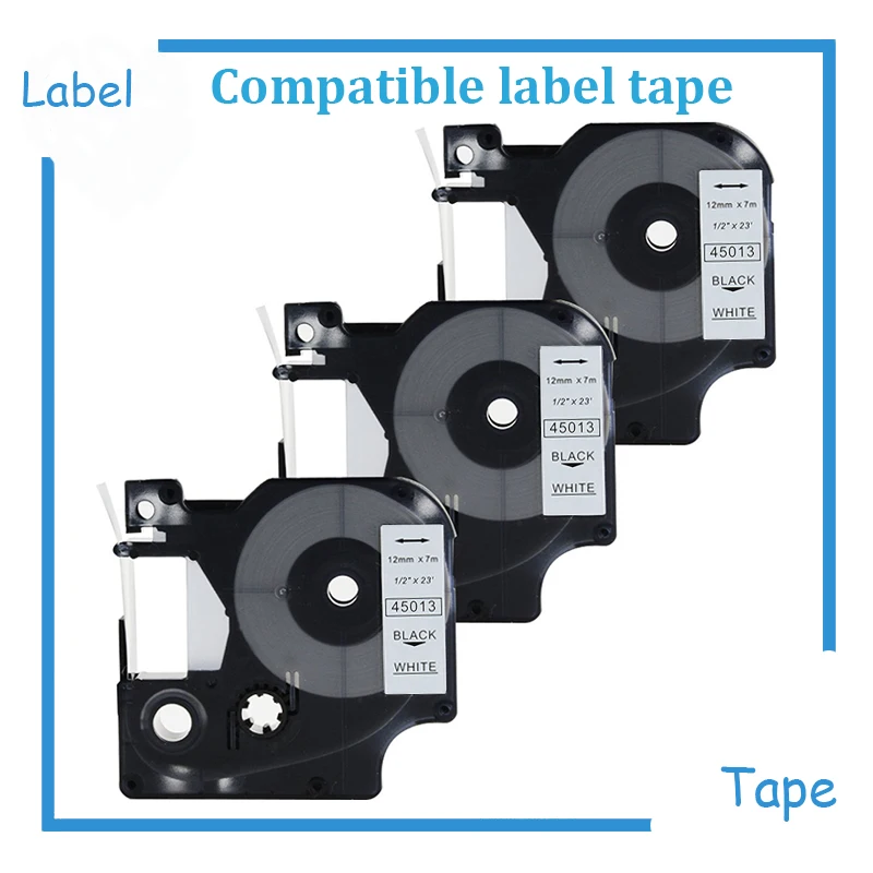 D1 Label Tape 45013 S0720530 Compatible for DYMO LabelManager 160 Black