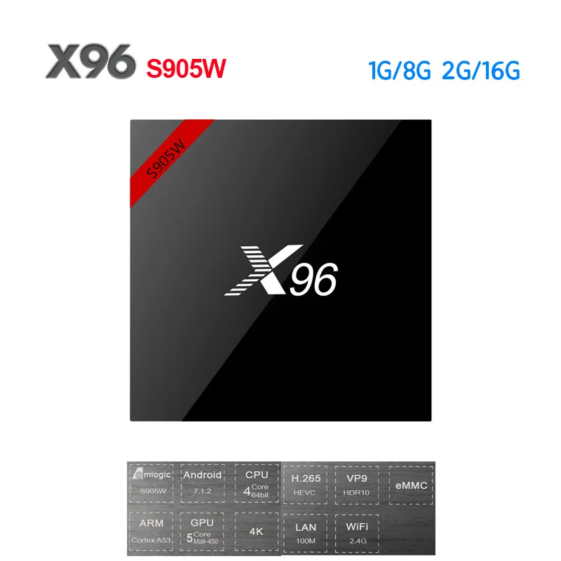 

New X96 TV Box X96W Android 7.1 Amlogic S905W Mini TV Box 1G/8G 2G/16G Support 2.4GHz WiFi HD 4K Set-top Box PK T9
