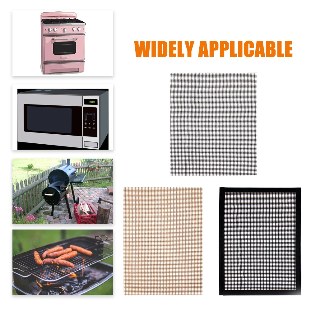 

Grill Mesh Mat Non-Stick Barbecue Mesh Mat Reusable Heavy Duty Easy to Clean Bake Mesh Mat Glass Fiber BBQ Grill Mat Covers