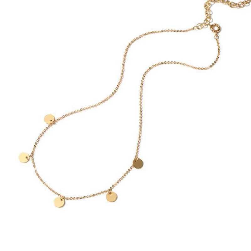 

New LNRRABC 1PC New Simple Paillette Clavicle Silvery Golden Short Choker Necklaces Fashion Jewelry