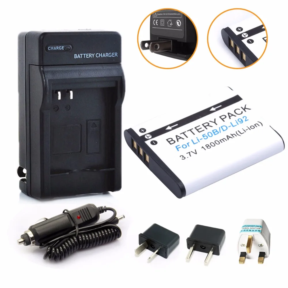 Probty LI 50B Li 50B D Li92 Battery + Charger Kit For Olympus XZ 1 SZ
