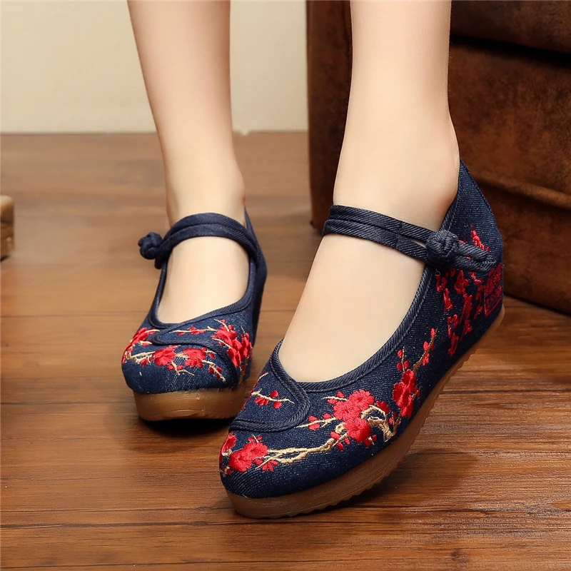 Women Fashion Shoes Chinese Style 5cm High Heel Casual