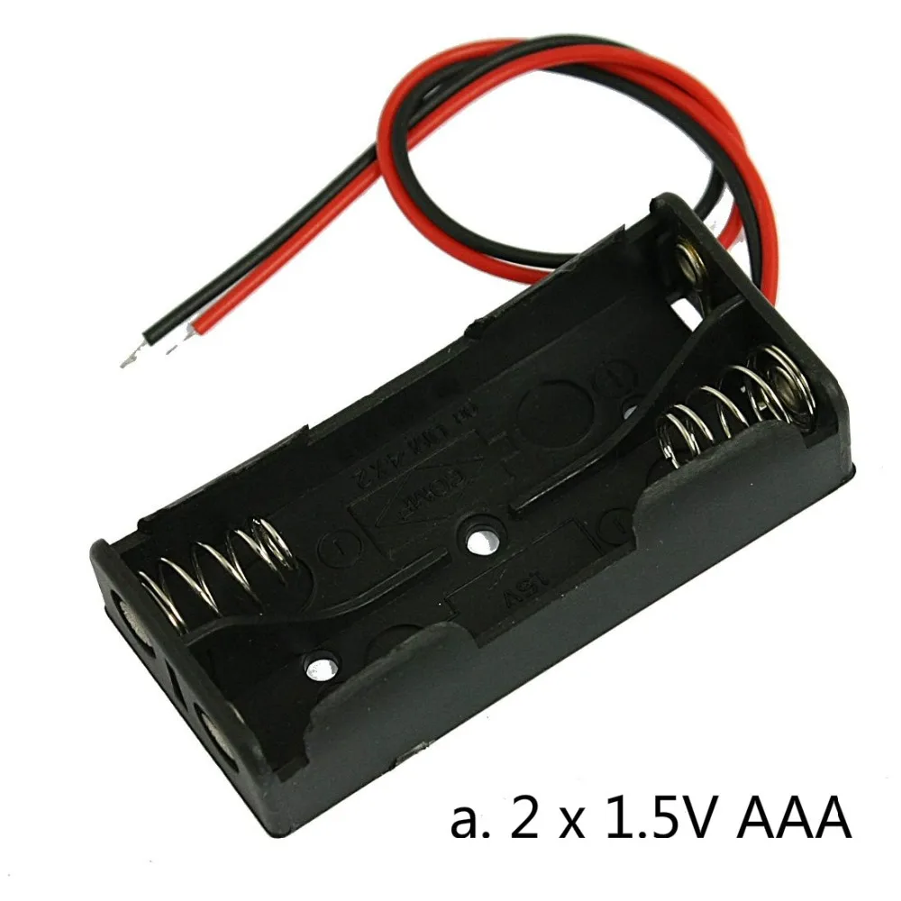 

Multi-type Black 2 x 1.5V / 4 x 1.5V / 3 x 1.5V AAA Plastic Battery Holder Storage Case Box Wire Leads