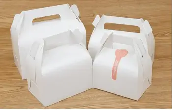 

Wholesale New Style Kraft Paper Favor Bag Cupcake Boxes white Cupcake Packing Cake Boxes Gift Box with handle