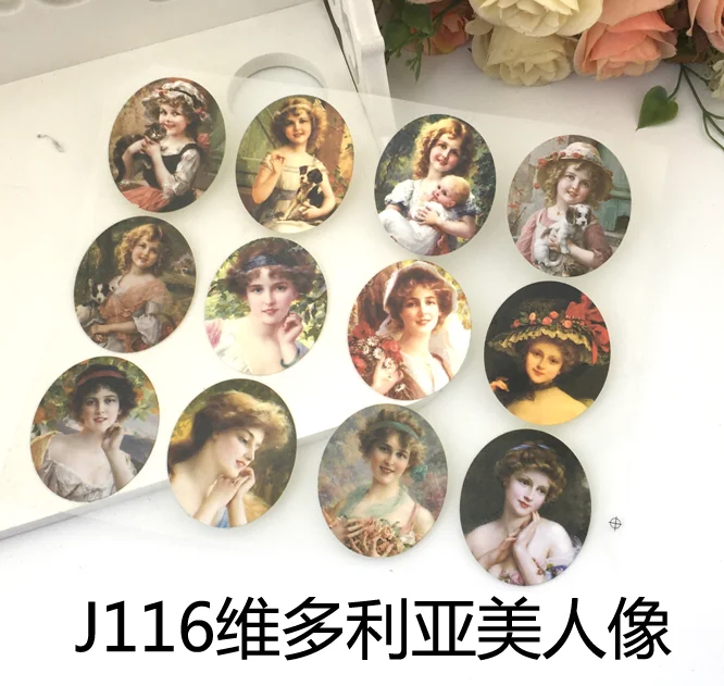 

Vintage Beauty Print Patches Offset Press Film Iron-on Cloth Materials Offset PET Transfer Sticker DIY 14x22cm Scrapbooking