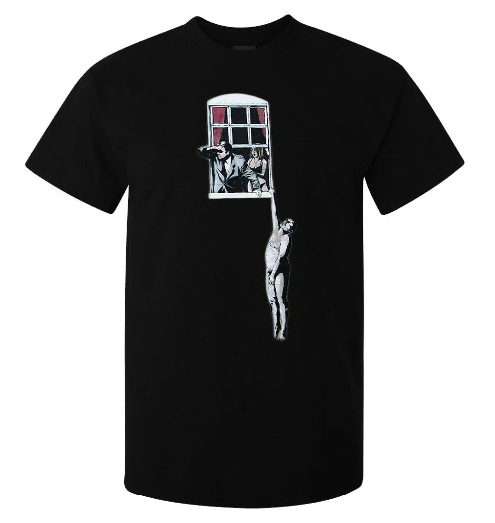 Бэнкси стрит-арт, висящая на окнах Мужская рубашка для влюбленных, скидка, хлопок, мужские рубашки, Homme, новинка, хип-хоп, уличная футболка
