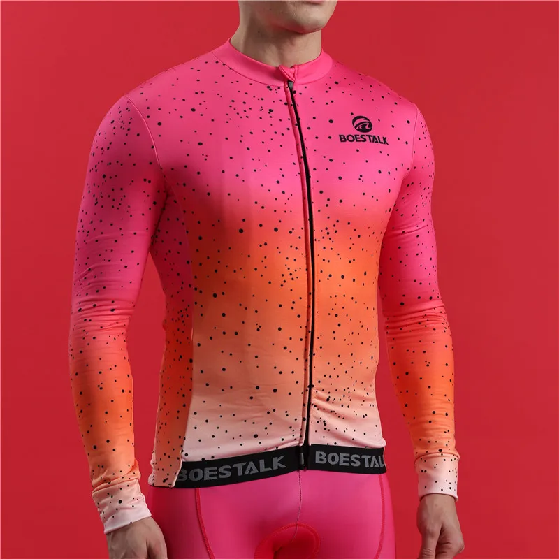 Winter thermal long sleeve mtb jersey roupa ciclismo men hot wool cycling shirt BOESTALK professional competition team uniform