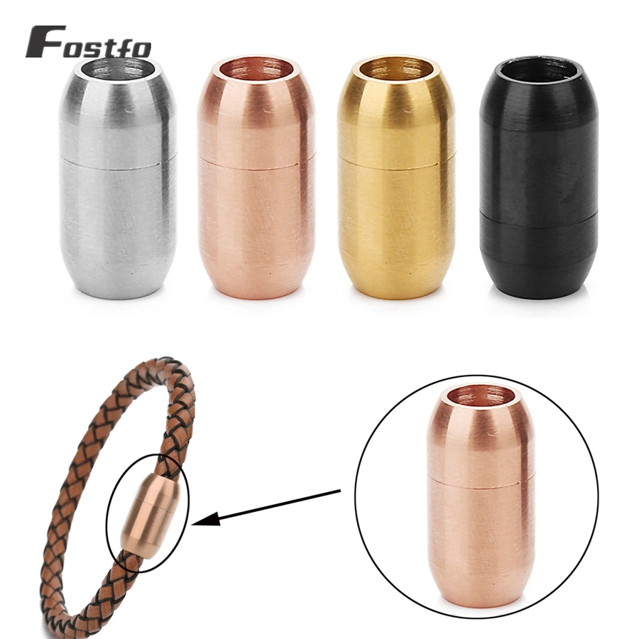 

Fostfo 2pcs/lot Black Magnetic Clasps Leather Bracelet Barrel End Connectors Necklace Buckle Titanium Clasp For Jewelry Making
