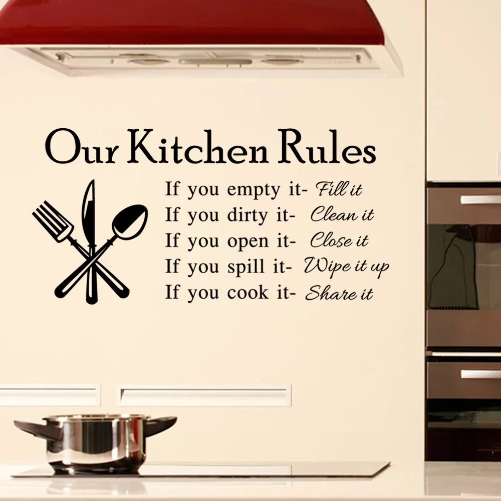 1PCS Kitchen Rules Vinyl Wall Stickers for Kids Room Lettering Art Quote Decals Home Poster Sofa Wall Decoration 6D 1PCS Kitchen Rules Vinyl Wall Stickers for Kids Room Lettering Art Quote Decals Home Poster Sofa Wall Decoration 6D