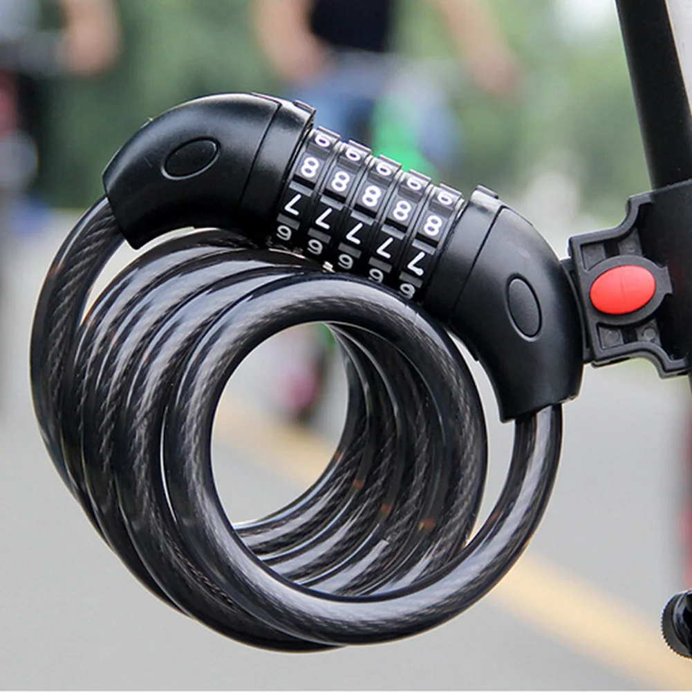 

Bike Lock 5 Digit Code Combination Bicycle Security Lock Steel Cable Spiral Bike Cycling Bicycle Lock 1200x12mm