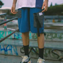 Ветер карман сшивание натяжение draw string телескопическая мужская одежда свободные шорты летом