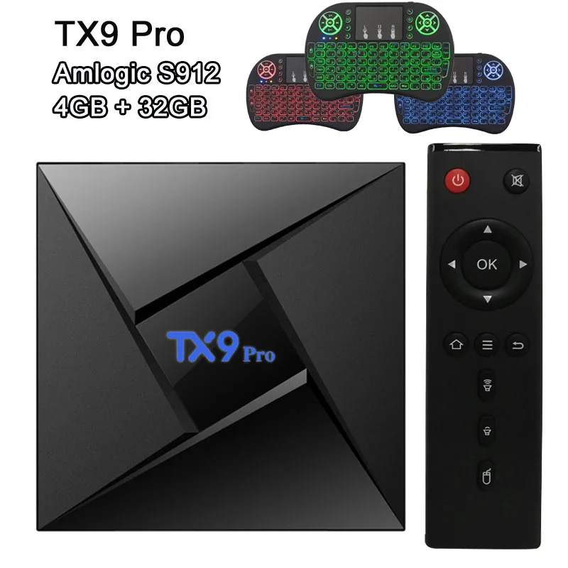 RUIJIE 3GB 32GB Smart Tv Box TX9 Pro Amlogic S912 Android 7.1 OS Octa Core 2.4G 5.8G Dual WiFi Bluetooth 4.1 4K Media Player