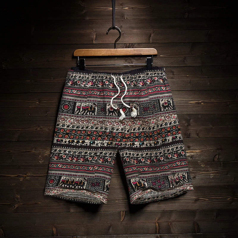 

Summer 2019 New Fine Cotton Linen Fashion Printing Men Leisure Beach Shorts High-quality Goods Men's Casual Loose Big Size Short