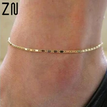 1 шт, простой стиль, сексуальный Золотой Серебряный пляжный ножной браслет, цепочка, Женский ножной браслет, браслет на босую ногу, ювелирные изделия, модные аксессуары