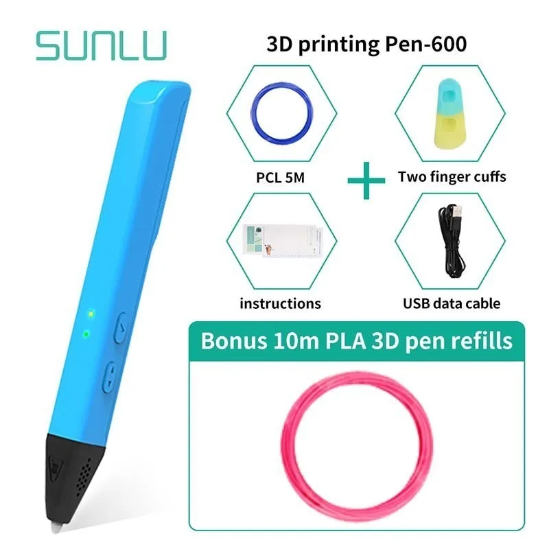 3D печать карандаша для школьного образования Исследуйте малыша мозги SUNLU 3D Волшебные Ручки Дети строчить DIY ремесло поддержка PLA нити - Цвет: 600-Blue-10.1