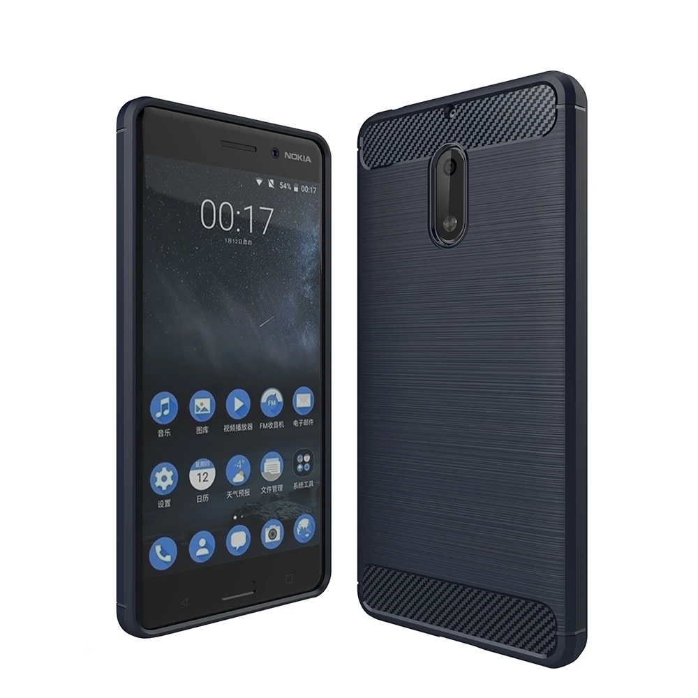 Best For Nokia 5 6 Brushed Carbon Fiber Texture Shockproof TPU Protective Cover Case Phone Cover for Nokia 3