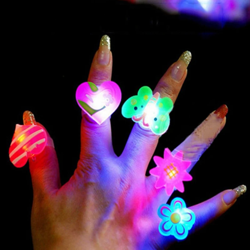 

5Pcs/Lot Led Flash Ring Light Finger Light Luminous Toys Party Props Light Up Toy Style Random