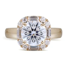 TransGems 1 Carat Lab Grown Moissanite Diamond Accents Wedding Ring Solid 14K two tone Gold Engagement Women Band TransGems 1 Carat Lab Grown Moissanite Diamond Accents Wedding Ring Solid 14K two tone Gold Engagement Women Band