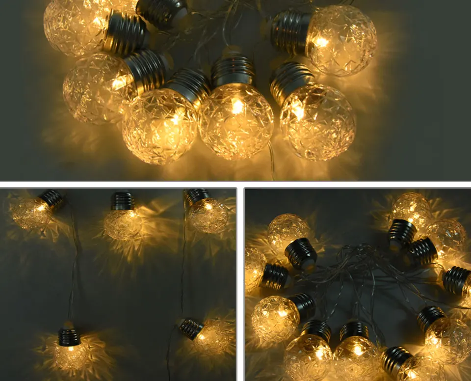 10 Globe Balls Solar LED String Lights Vintage Retro Style Christmas Fairy Lights Garden Holiday Wedding Decoration Party Lights (7)
