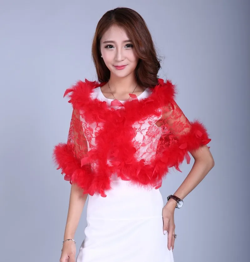 

Bridal dress with accessories ostrich wool shawl fur coat feather bridesmaid wedding dress celebration lace