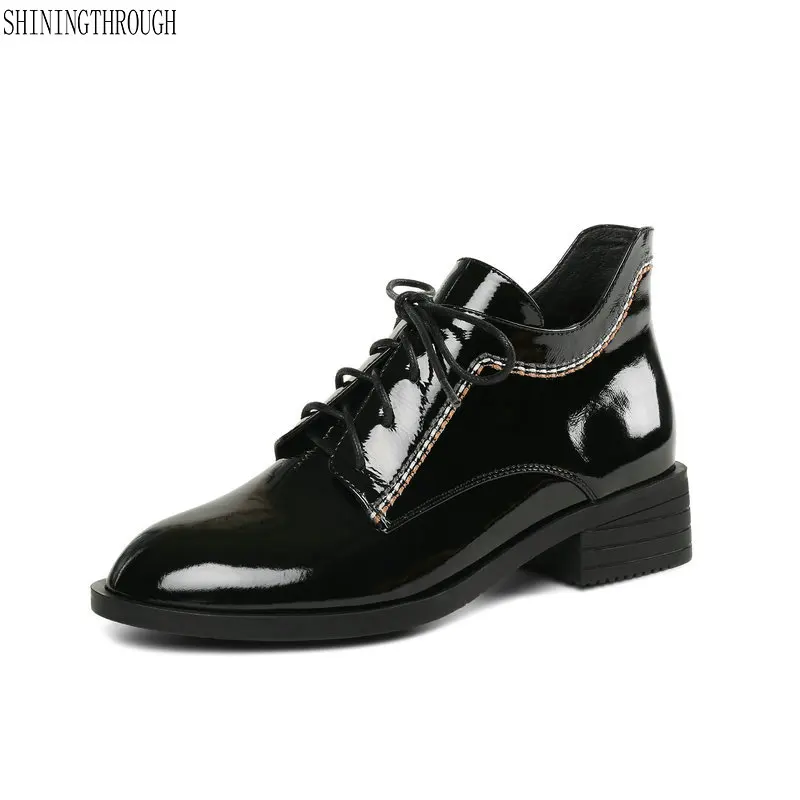 

New Arrival Women Ankle Boots spring Autumn low Heels Shoes Woman Cross-tied Genuine Leather Punk Motorcycle Boots