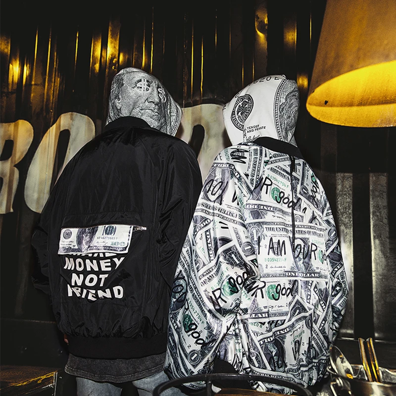 Mens Double-sided Wear Baseball Jacket Hip Hop Dollar Banknote Printed Jackets Men Women Streetwear Fashion Jackets and Coats Mens Double-sided Wear Baseball Jacket Hip Hop Dollar Banknote Printed Jackets Men Women Streetwear Fashion Jackets and Coats