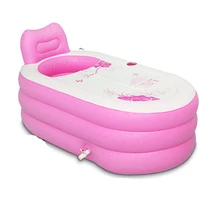 Портативная складная надувная Ванна Для Взрослых Бассейн подходит для детей, дом для бассейна для пожилых людей(полностью надутый 60x34x26 дюймов)(синий)* 3