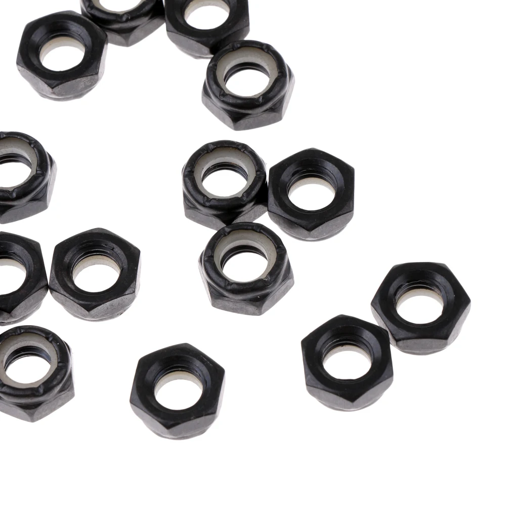 40 Pieces Sturdy Skateboard Longboard Trucks Wheels Replacement Axle Nuts Hardware Black Skateboard Trucks Axle Nuts