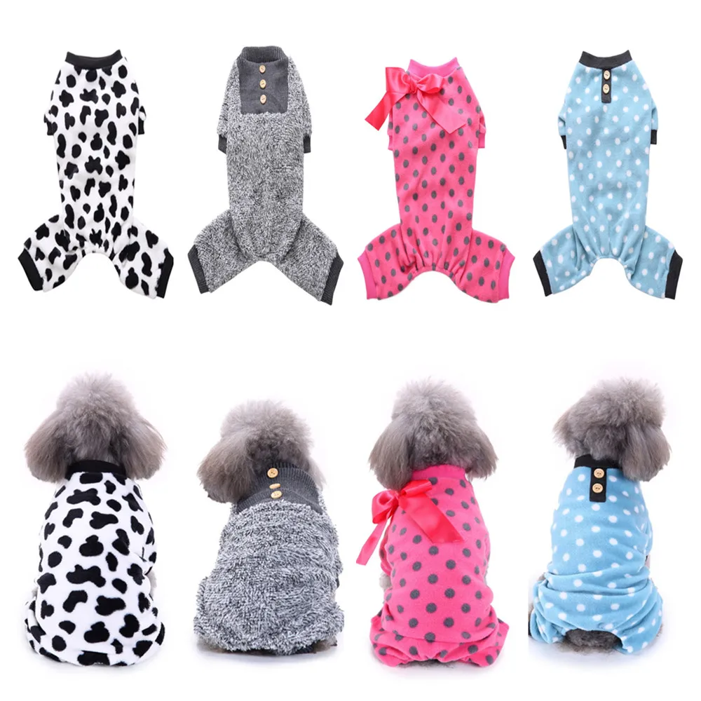 Winter warm pet dog coats clothes Lepord home pet pajamas plush autumn